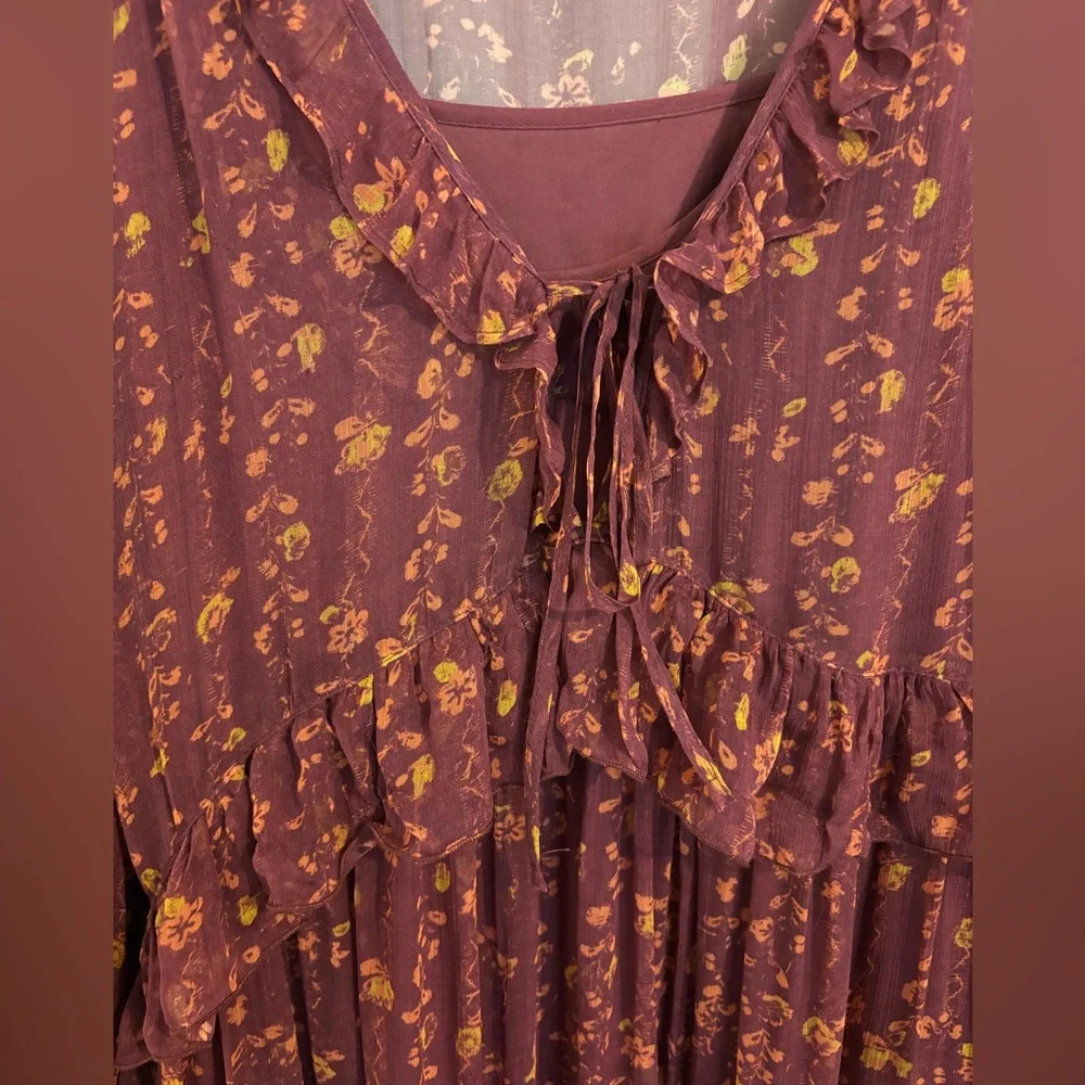 Sundance Lettie Maroon ruffled maxi dress XXL - Picture 4 of 10